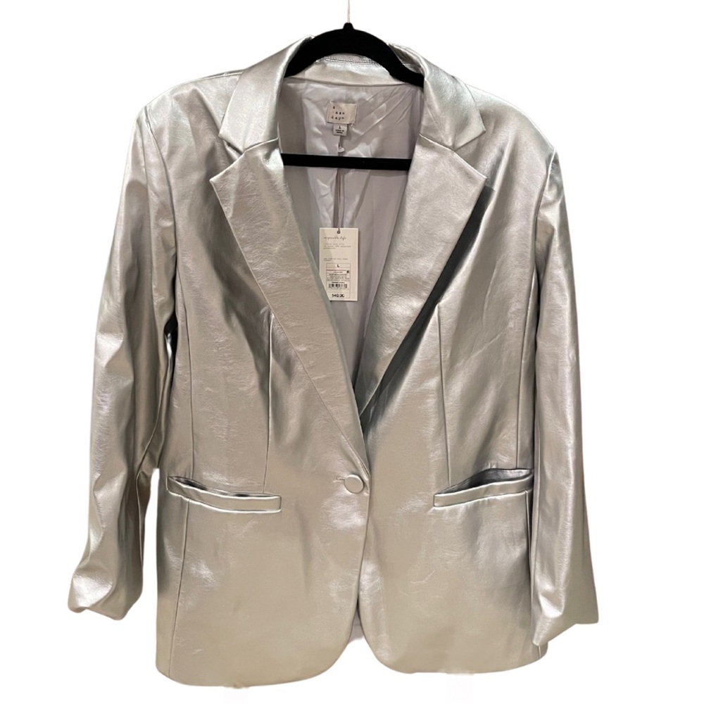 Brand new silver leather blazer